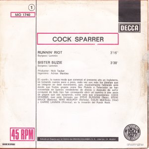 COCK SPARRER : Runnin’ Riot / Sister Suzie