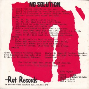 RIOT SQUAD : “Theres No Solution” – No Solution / Government Schemes