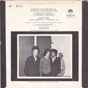 HELL RICHARD : (I Could Live With You In) Another World / (I Belong To The) Blank Generation / (I Belong To The) Blank Generation