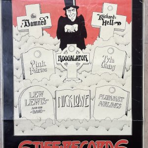 The DAMNED / RICHARD HELL / TYLA GANG / ROOGALATOR / NICK LOWE – Stiff Records PROMO Poster (1976)