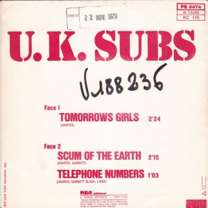UK SUBS : Tomorrows Girls EP