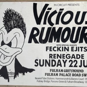 VICIOUS RUMOURS / FUCKIN EJITS / RENEGADE – Gig Poster From (1986)