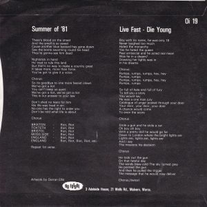 VIOLATORS – Summer Of ’81 / Live Fast – Die Young